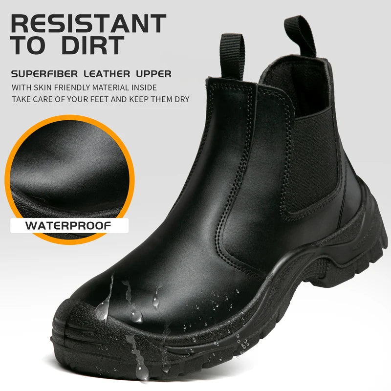2025 New Work Safety Boots waterproof leather boots Men shoes Non-slip Indestructible shoes Protection boots Work shoes quality