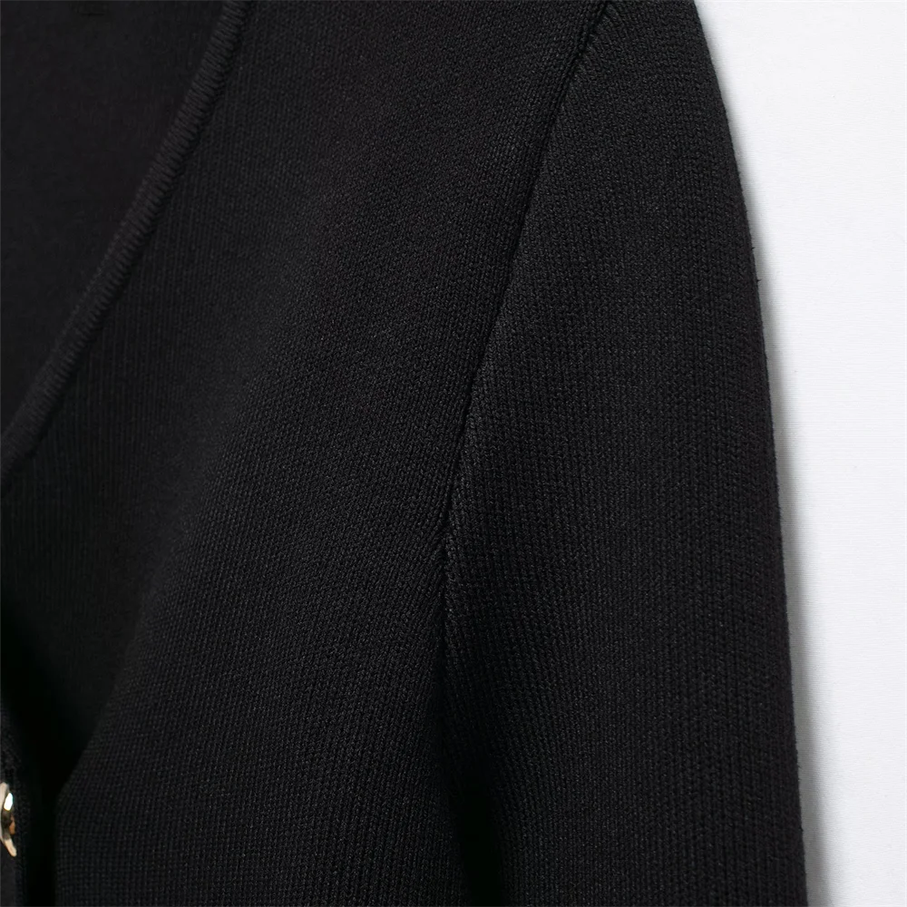 PB&ZA2024 Autumn New Women's Clothing Style Slimming Asymmetric Knitted Coat Small Folded Splicing Skirt Set