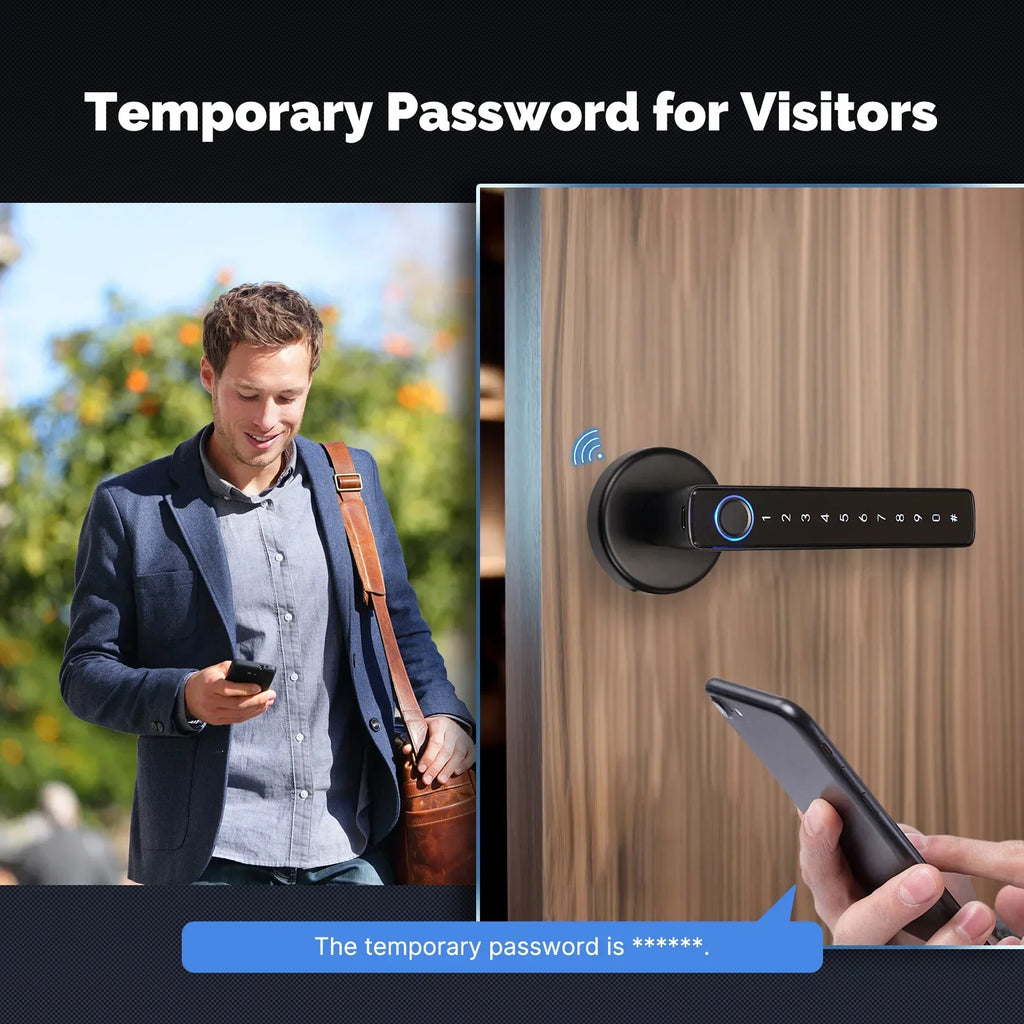 MOES Tuya Bluetooth Smart Fingerprint Door Handle Lock Electronic Password APP Remote Unlock Hotel Apartment Office Rental House