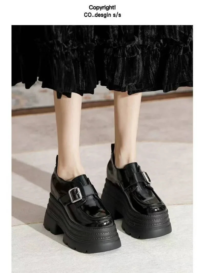 Ladies Shoes 2025 High Quality Buckle Strap Women's High Heels Fashion Round Toe Dress Pumps Women Hot Sale Solid Platform Heels