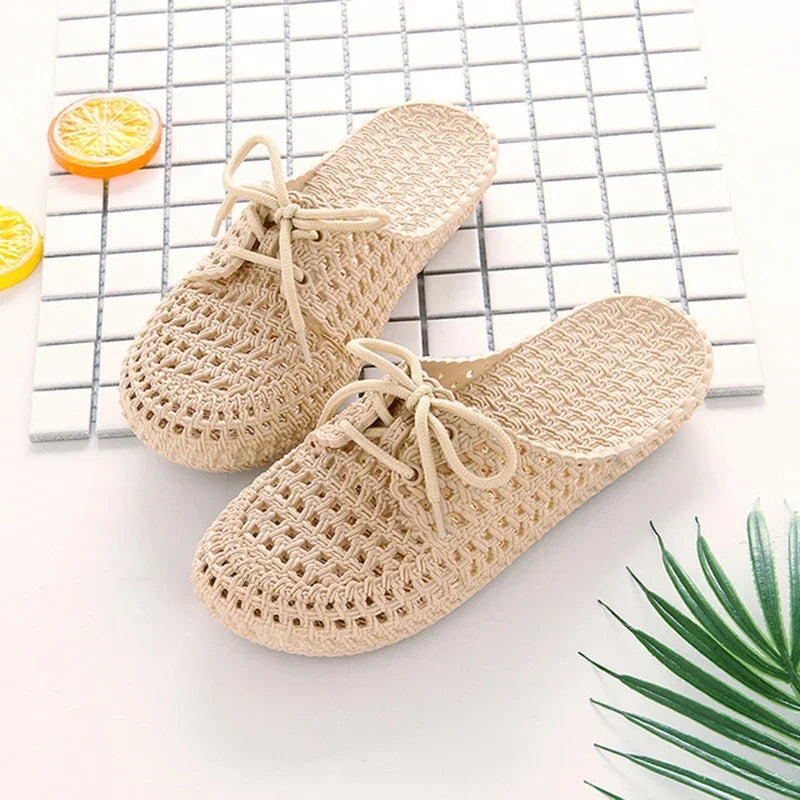 Summer Ladies Baotou Slippers with Hollow Fashion Soft Bottom Hole Shoes Women Wear Beach Sandals and Slippers