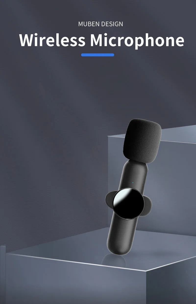 Wireless Lavalier Microphone Mini Portable Smart Noise Reduction Video Recording Microphone for iPhone Android Lapel Mic