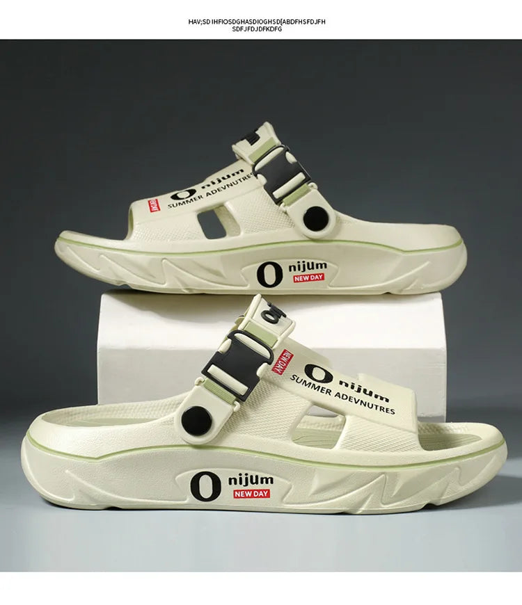 Summer Shoes Men Men's Sandals Anti-odor Thick Bottom Home Slippers Male Fashion New Anti-slip and Wear-resistant 2025 Eva Beach