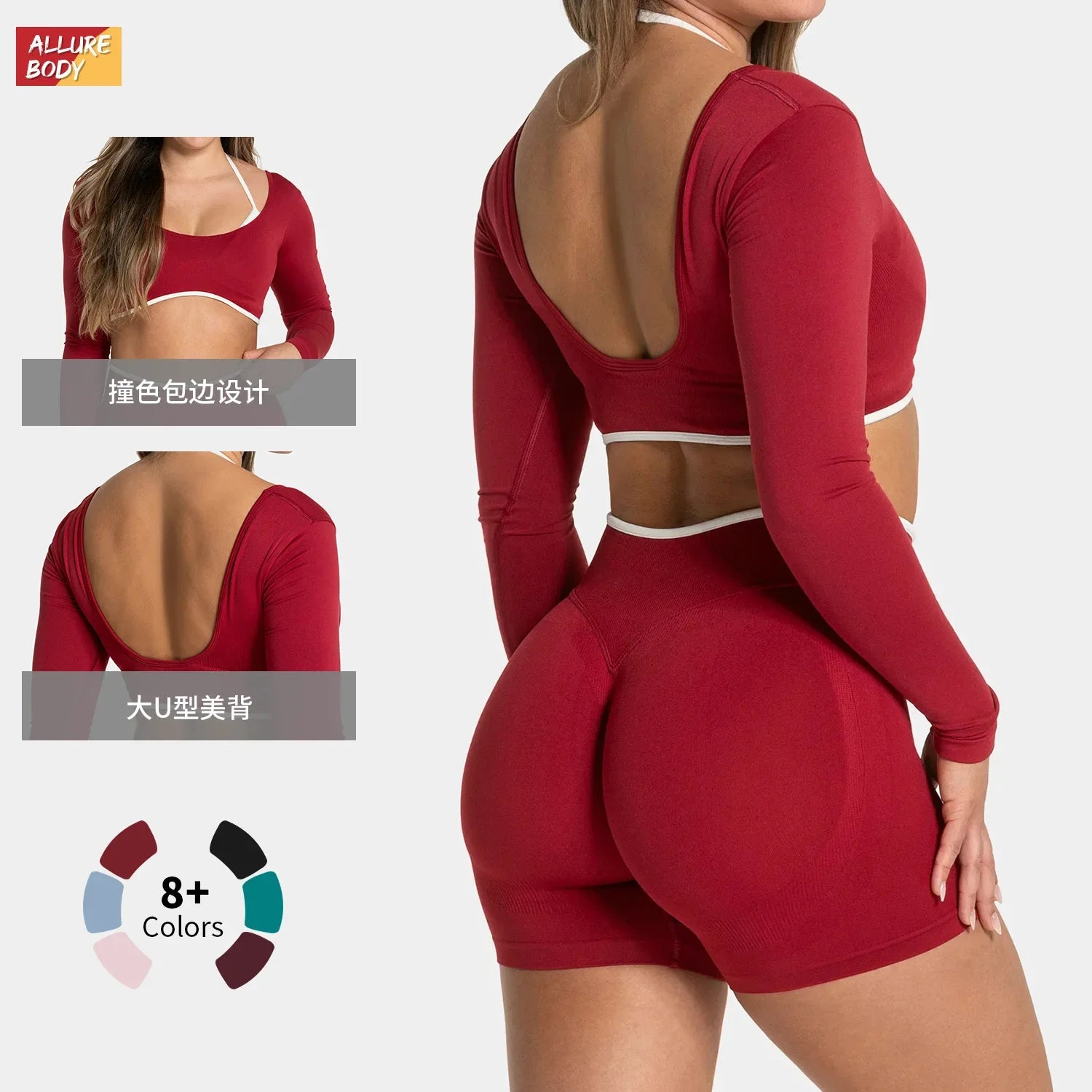 Seamless Fake Two-piece Long Sleeved Yoga Top  Women's Running and Fitness Sports Top Suit Top