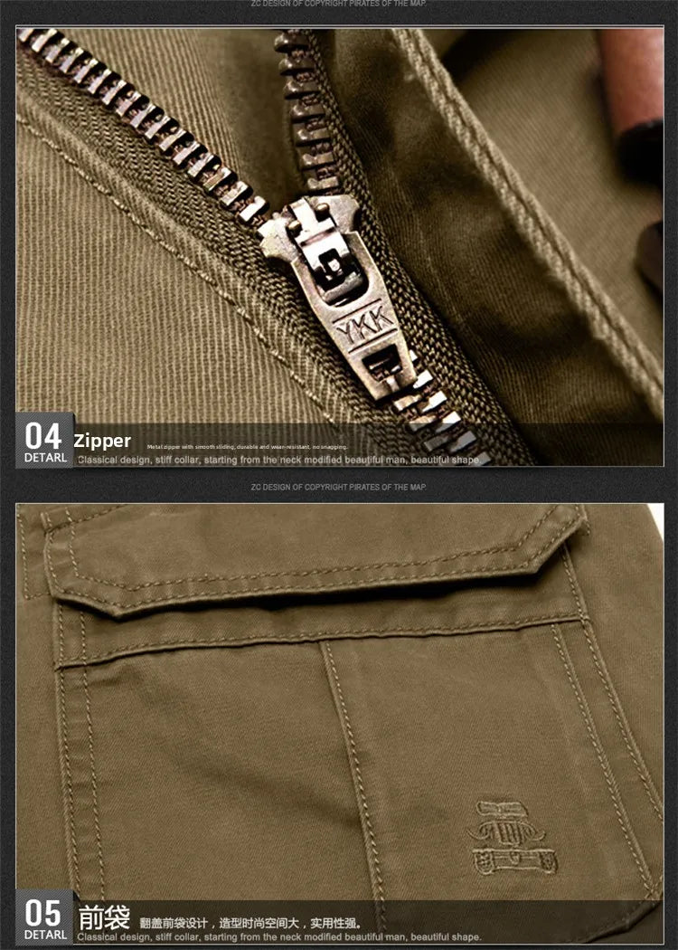 Loose Fit Men's Casual Cotton Work Trousers Outdoor Leisure Pants Multi ket Straight Leg Long Trousers Wear Resistant