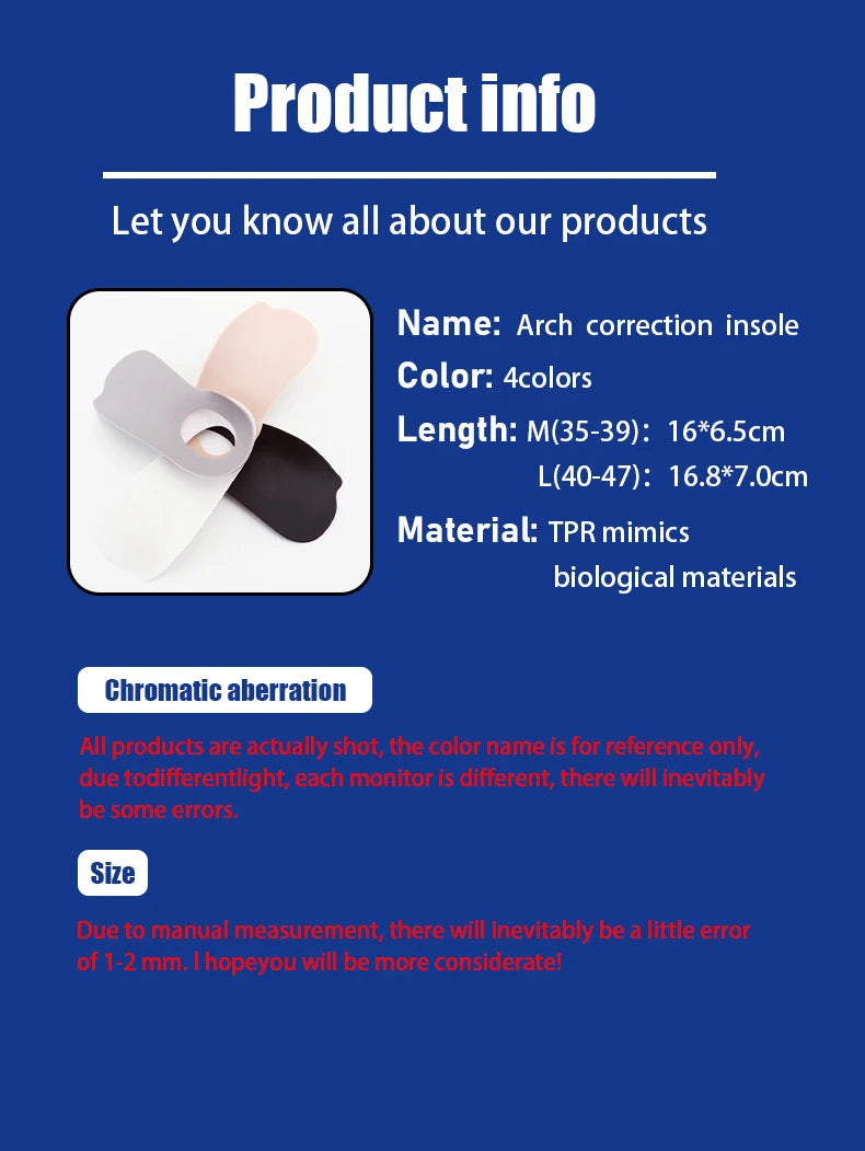 1pair orthopedic insoles Arch collapse flat foot orthopedic insoles Insert arch support insoles Foot care insoles Unisex