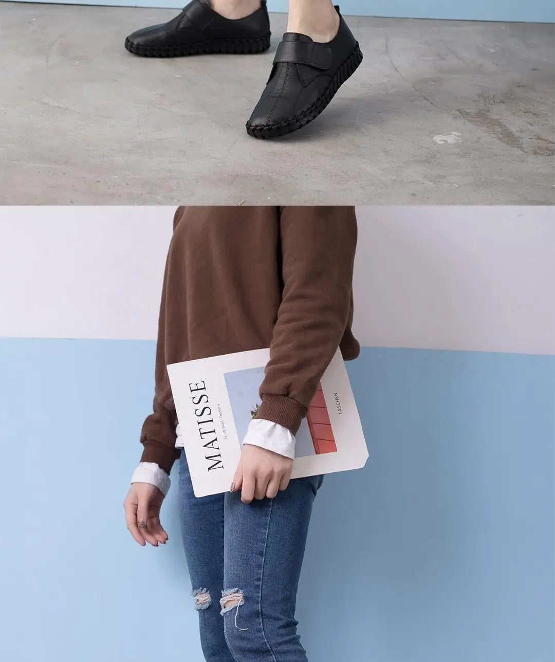 Ballet Flats Women Shoes Loafers Genuine Leather Woman Flats Slip On Women's Loafer Female Moccasins  Mom Work Shoes 35-42