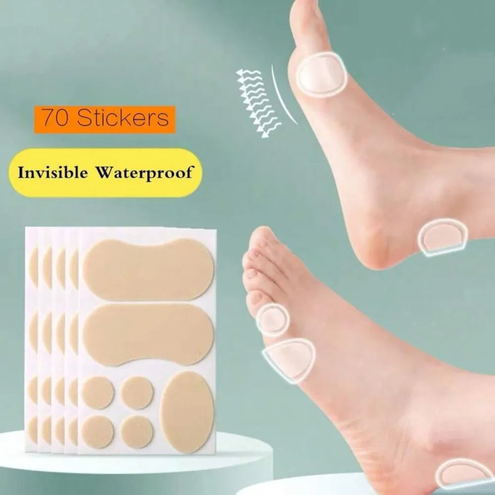 70pcs Anti-Friction Heel Blister Pads Invisible Shoe Friction Pad for High Heels Dress Shoes Toe & Ankle Reusable Skin-friendly