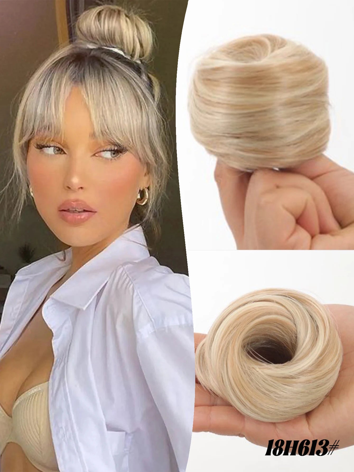 YELOWTIM Synthetic Chignon Elastic Rubber Band Fake Hair Bun Clip in on Hair Tail Extension Updo Hair Piece Ponytail For Women