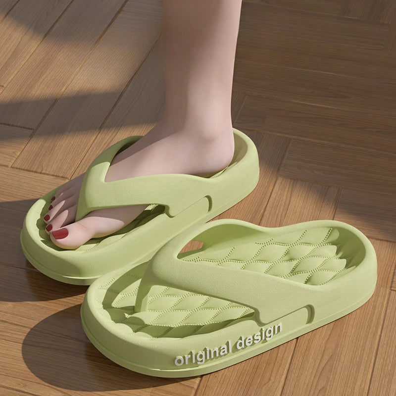 Supersoft Thick Sole EVA Unisex Flip Flops Home Non-slip Light Slides Outdoor Versatile Beach Flat Sandals for Couples Sandalias