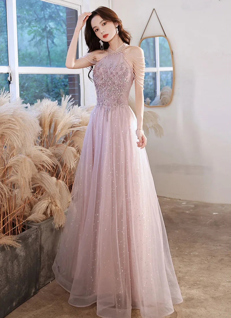 Luxury High Quality Pink Evening Dress 2025  For Prom Summer Autumn Temperament Socialite Senior Party Dress For Women