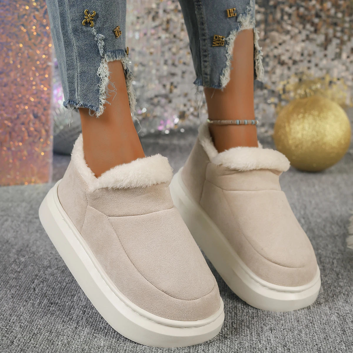 Women Boot 2024 New Winter Fashion Flats Platform Ankle Snow Boots Fur Women Shoes Short Plush Winter Warm Boots for Women