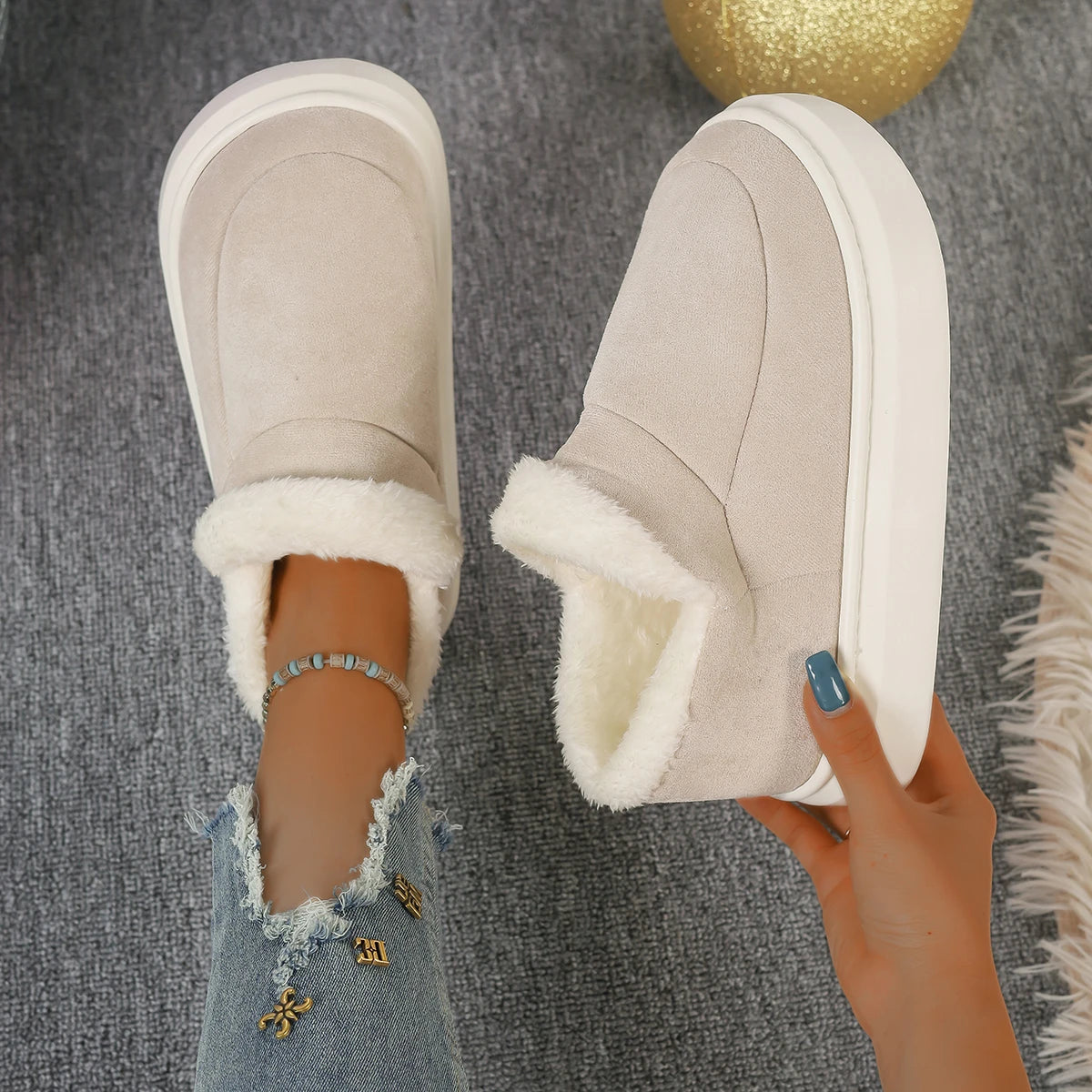 Women Boot 2024 New Winter Fashion Flats Platform Ankle Snow Boots Fur Women Shoes Short Plush Winter Warm Boots for Women