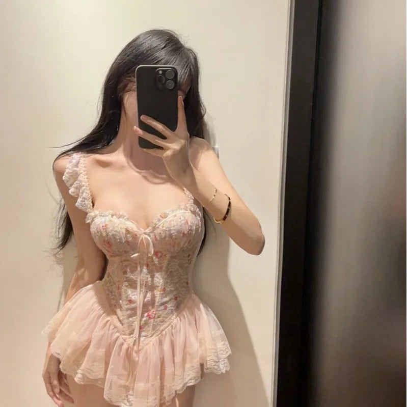 Sexy Floral Print Fibone Bal Spwear Slimming Pad Chest Strap Pure Desire Spring Summer New Sle Floral Patterned Vest