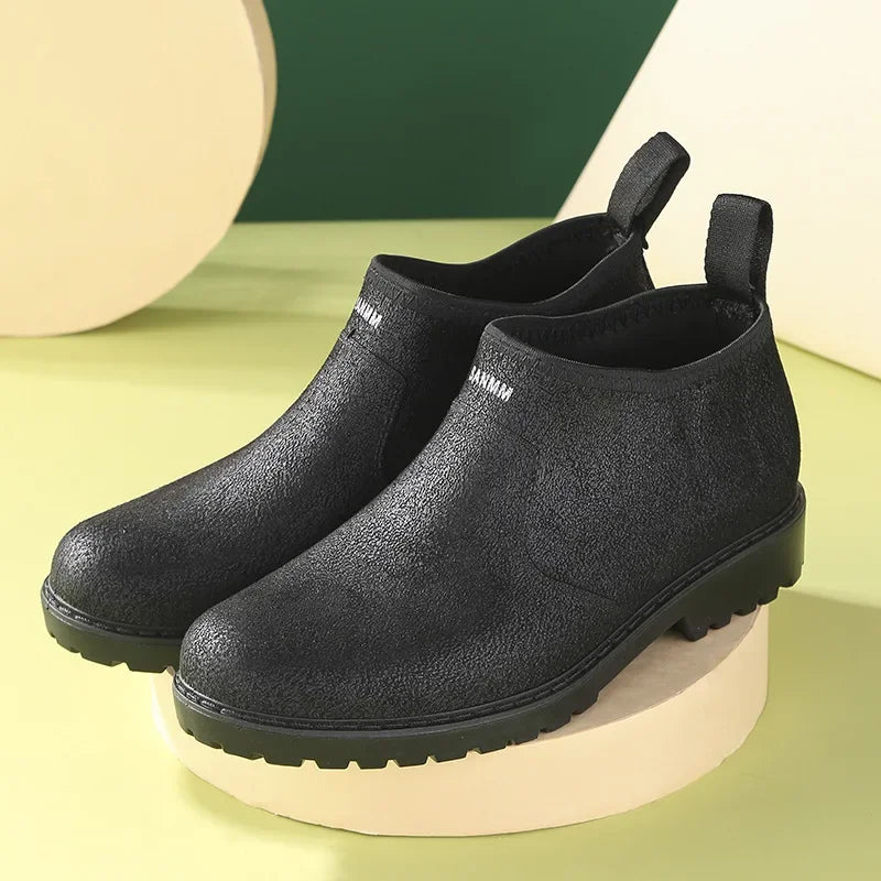 Men's Fashion Plastic Rain Boots  Spring and Autumn Non-slip Trend Low Cut Kitchen Fishing Work Car Wash Rubber Shoes Boots