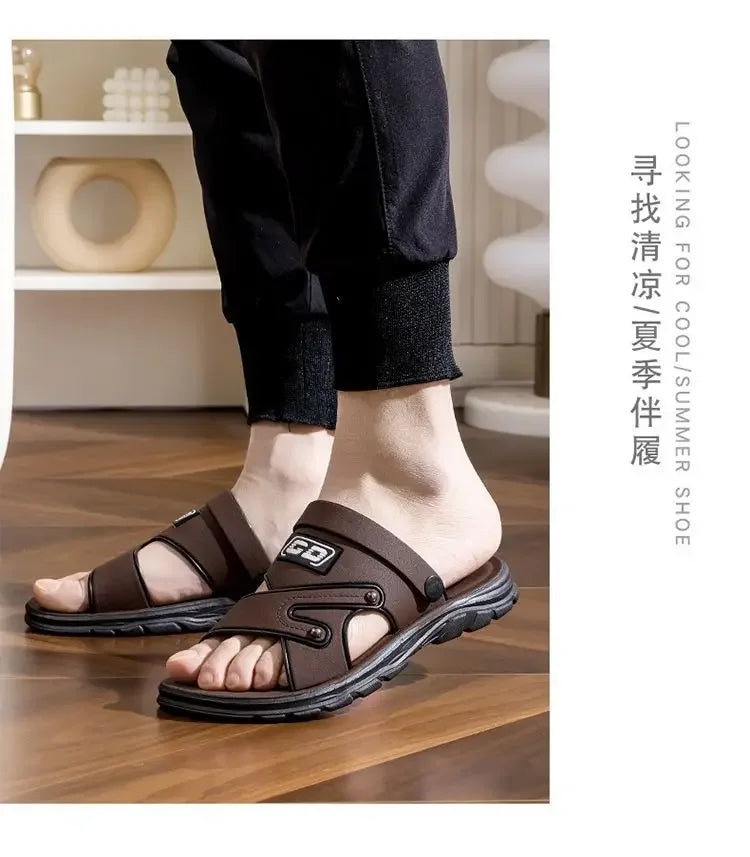 Simple Comfort Mens Slippers Soft Sole Versatile Men Shoe 2025 Summer Comfort Men Sandals Thick Soled Anti Slip Men Casual Shoes