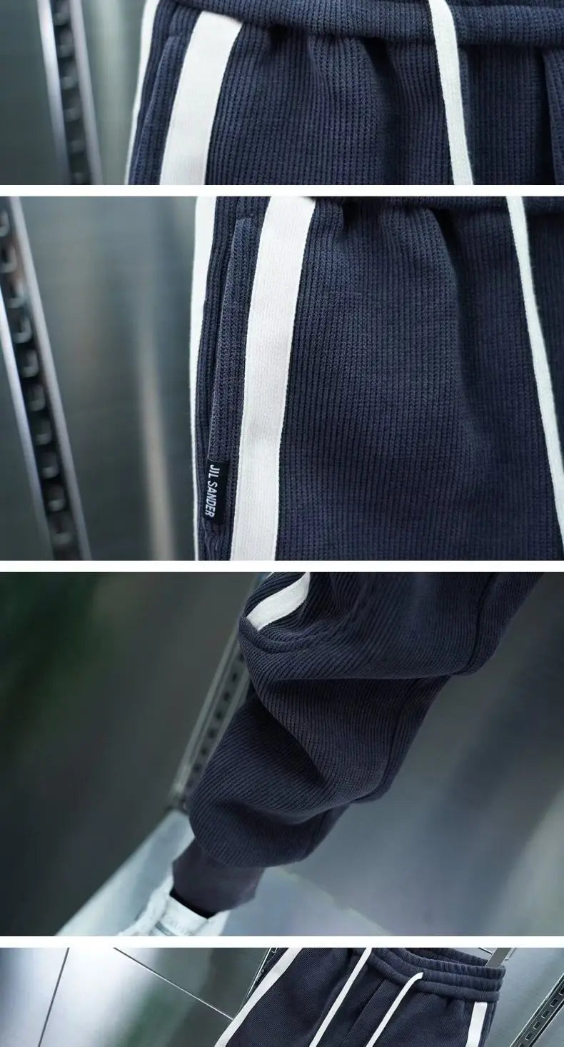 Fashion 2024 Autumn Winter New Black Jogger Men's Corduroy Pants Korean Elastic Waist Casual Pants Jogging Striped Harem Pants