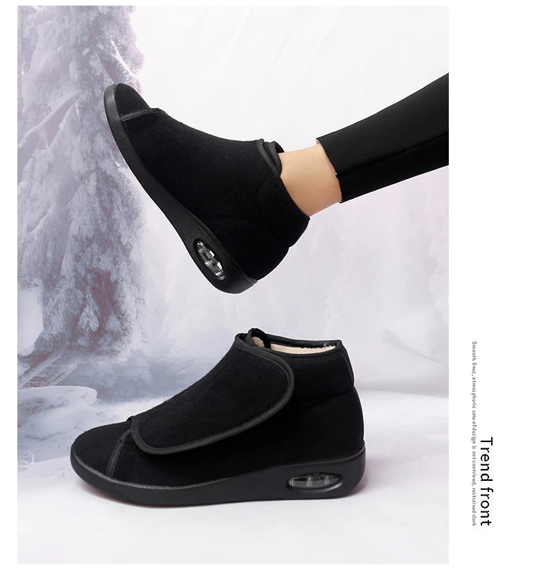 Women Warm Boots Winter Velvet Orthopedics Wide Feet Swollen Shoes Women Eversion Adjusting Soft Comfortable Diabetic Shoes