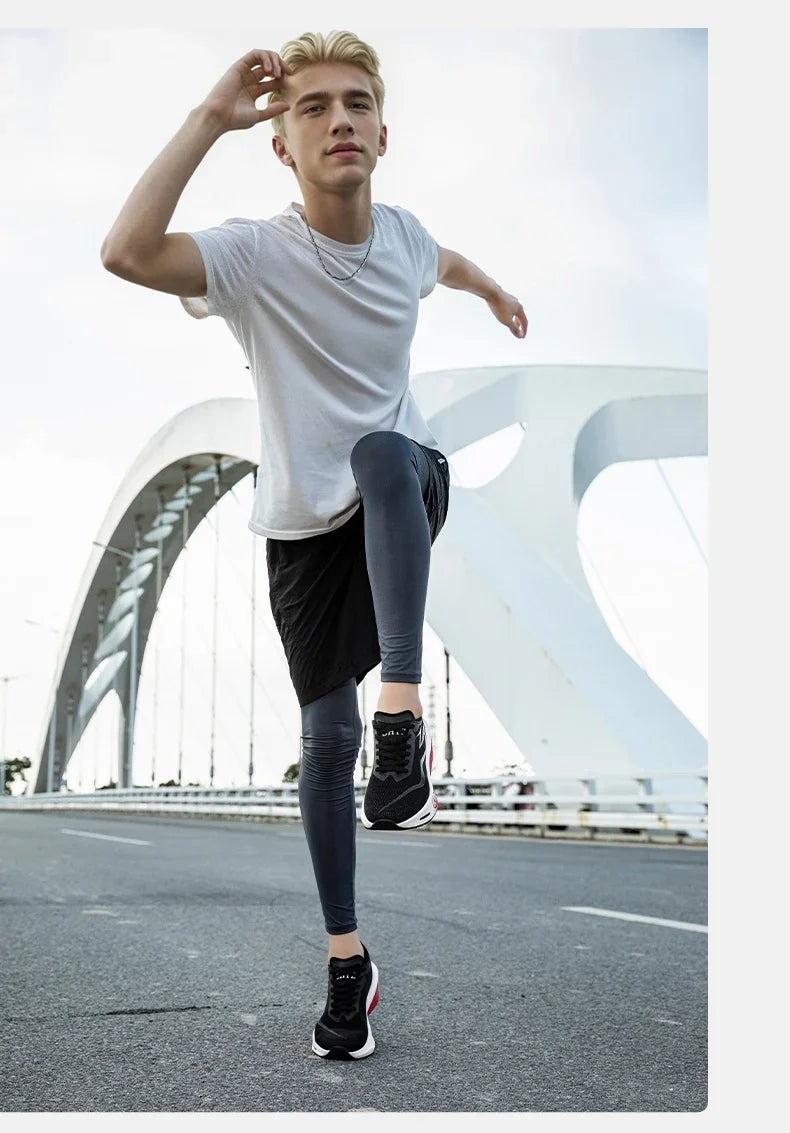 Men's Sports Shoes Cushioning Non-Slip Flat Wear Resistant Sneakers Mesh Breathable Platform Soft Running Shoes for Man