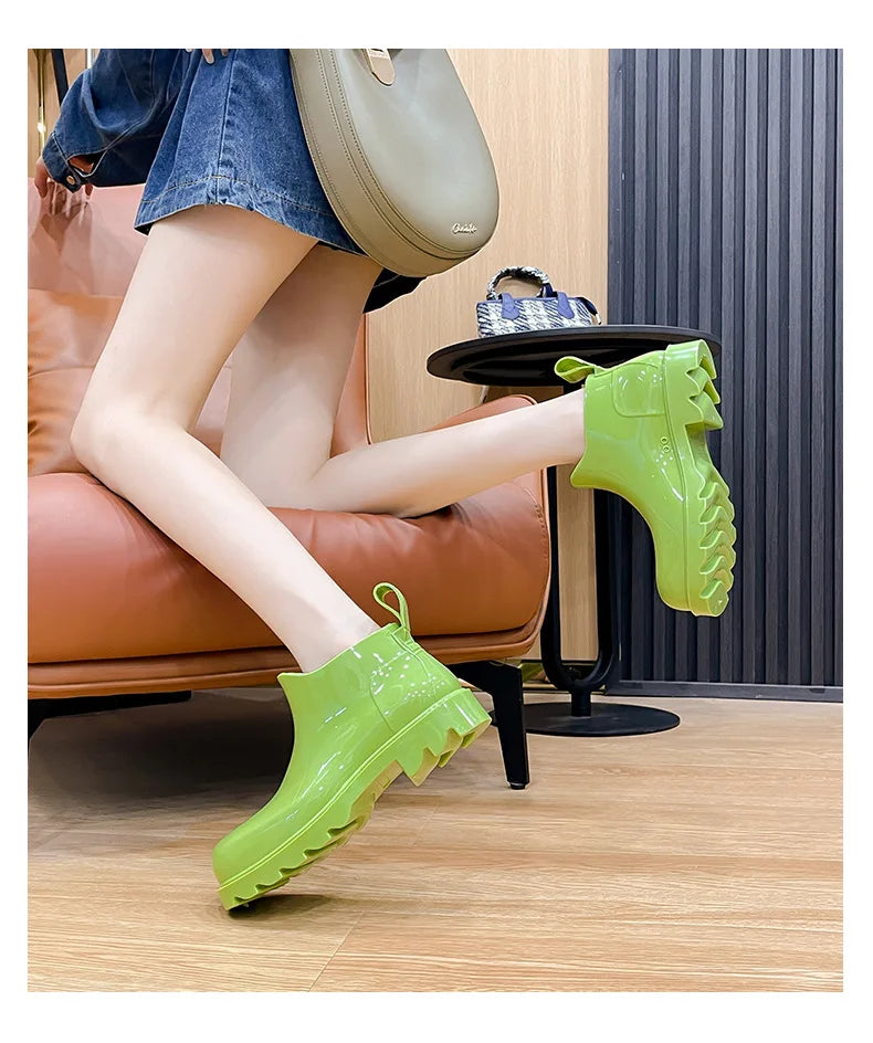 Fashion Women Waterproof Rain Boots Female Ankle Boots For Women Ladies Kitchen Rubber Boots Garden Work Water Shoes Galoshes