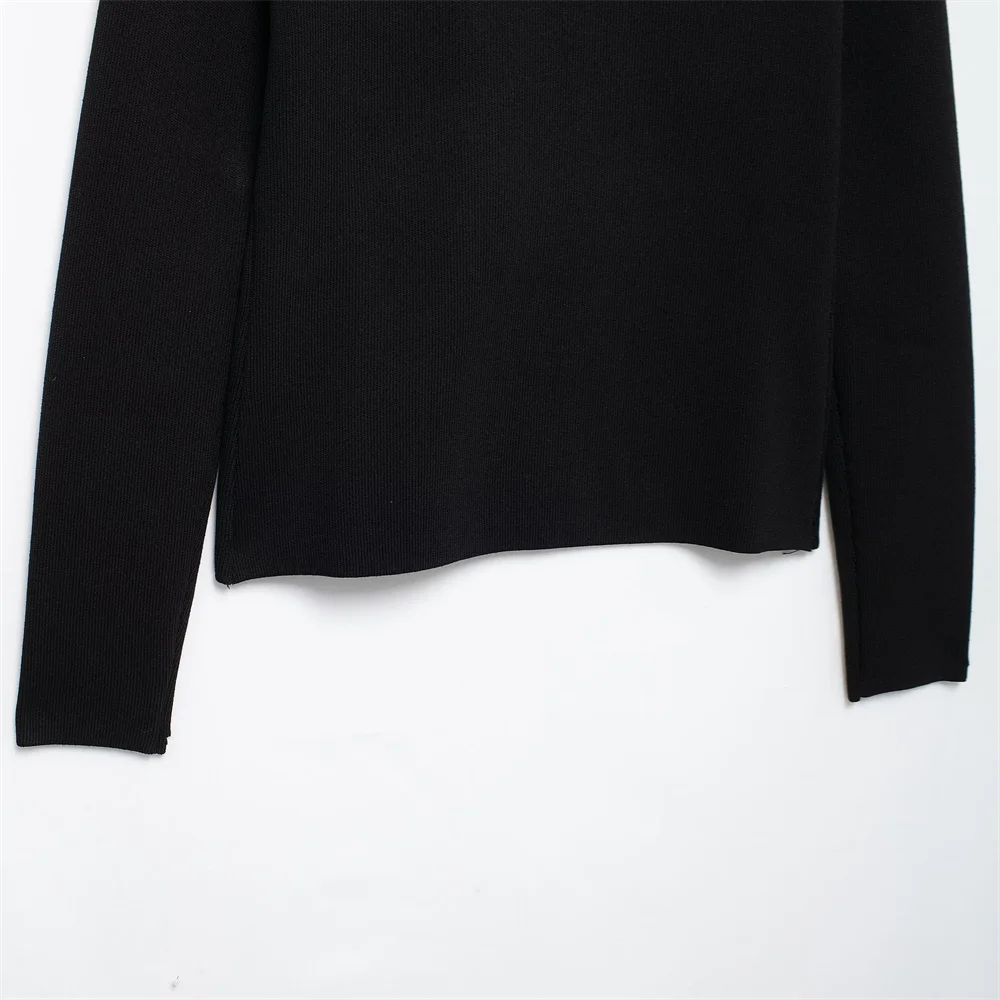 PB&ZA2024 Autumn New Women's Clothing Style Slimming Asymmetric Knitted Coat Small Folded Splicing Skirt Set