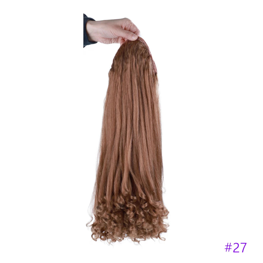 Synthetic Long Curly End Ponytail Extension Synthetic Draw-string Ponytail Clip-In Hair Extension For Women Natural Looking