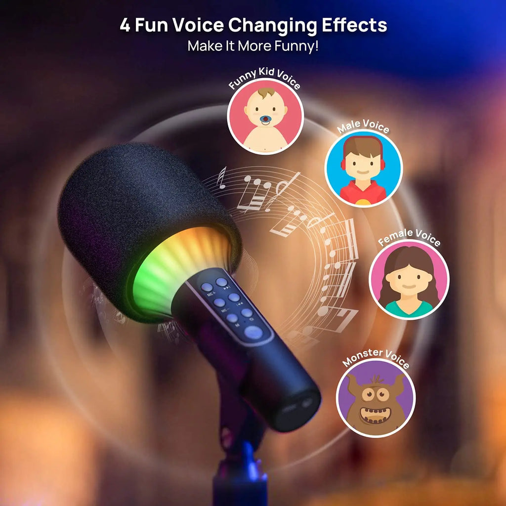 Karaoke Microphone Bluetooth Wireless Portable Home Singing Machine with Duet Sing/Record/Play/Reverb for Adult/Kid Gift