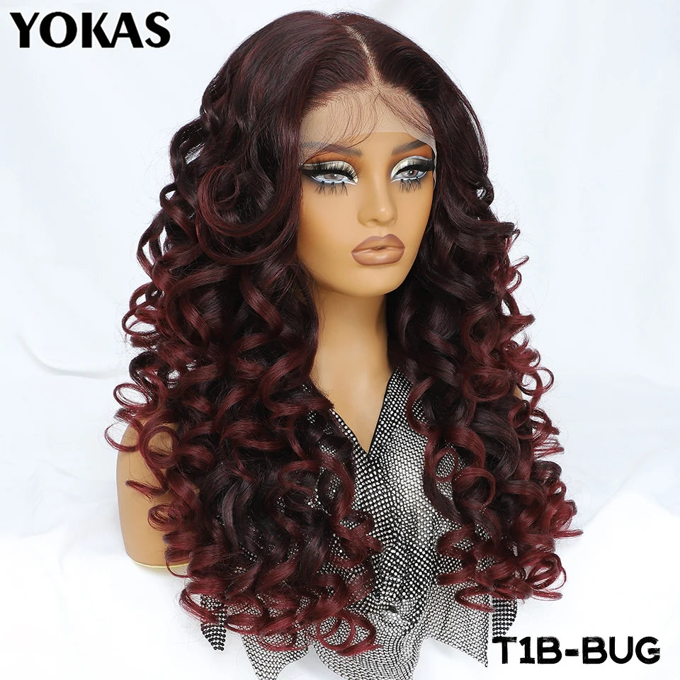 Latisha Lace Frontal Wig Synthetic 13x6 Curly Pre-Plucked Lace Frontal Wig With Baby Hair For Female 24" Lace Frontal Women Wigs