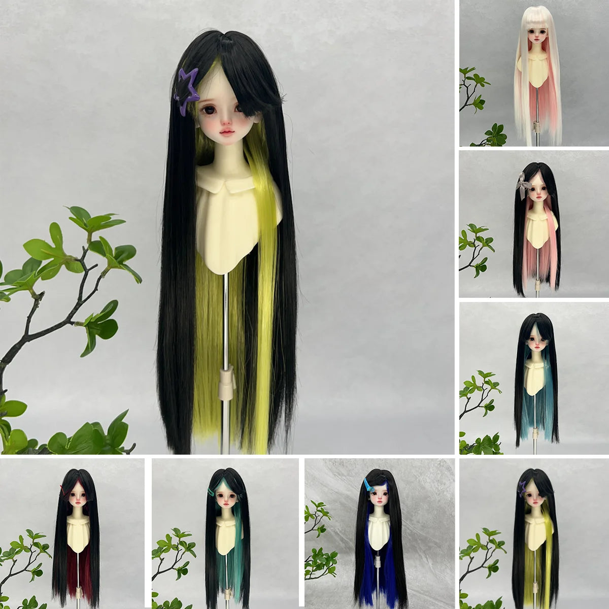 1/3 1/6 BJD/SD Doll Wig With Bangs Long Straight Wig Synthetic Wig For Girls Diy Bjd Wig Accessories
