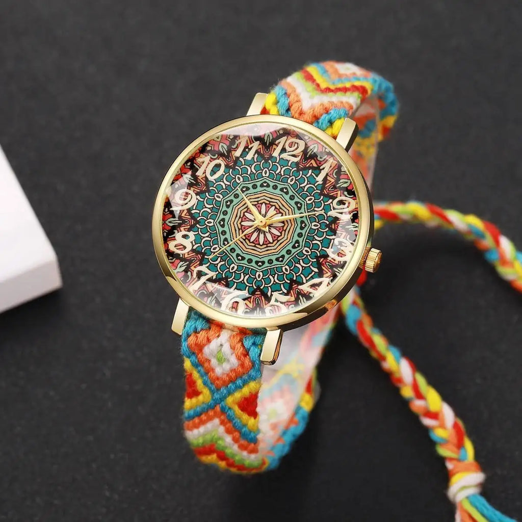 1/6/7PCS Fashion Women Watches Vintage Woven Strap Ladies Quartz Wristwatches Reloj Mujer（Without Box）