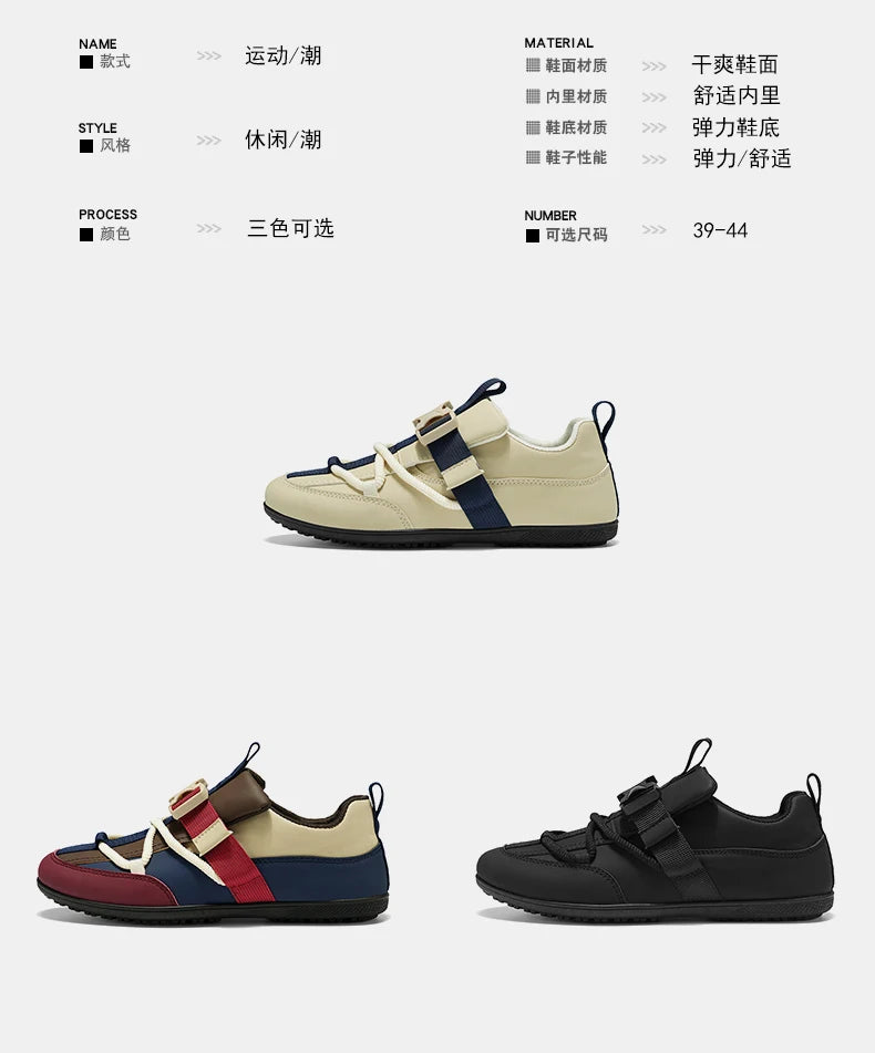 2025 Fashionable Men's Shoes Men Vulcanized Sneakers Leather Casual Shoes Slip-On Walking Travel Shoes Flat Bottomed Work Shoes