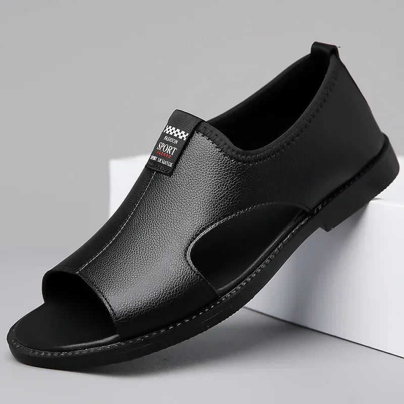 Sandals for Men Brand Casual Shoes Outdoor Fashion Men's Slippers Comfortable Beach Shoes High Quality Leather Man Flat 2025