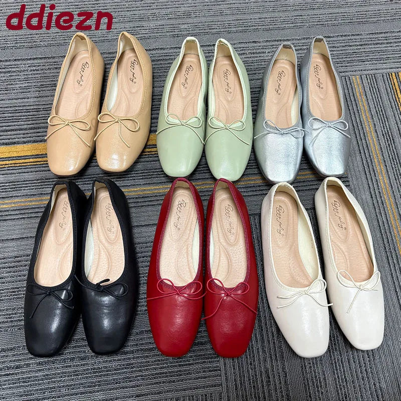 Luxury Butterfly-Knot Footwear Flats With Shoes For Women Female Soft Fashion Shallow Ladies Ballet Flats Slip On Shoes