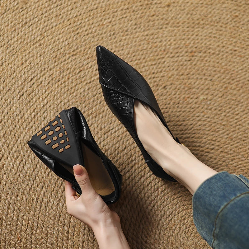 2025 New Summer Horsehair Leather Woman flats women Shoes pointed Toe Women Shoes Fashion Loafers Low Heel Flat Shoes