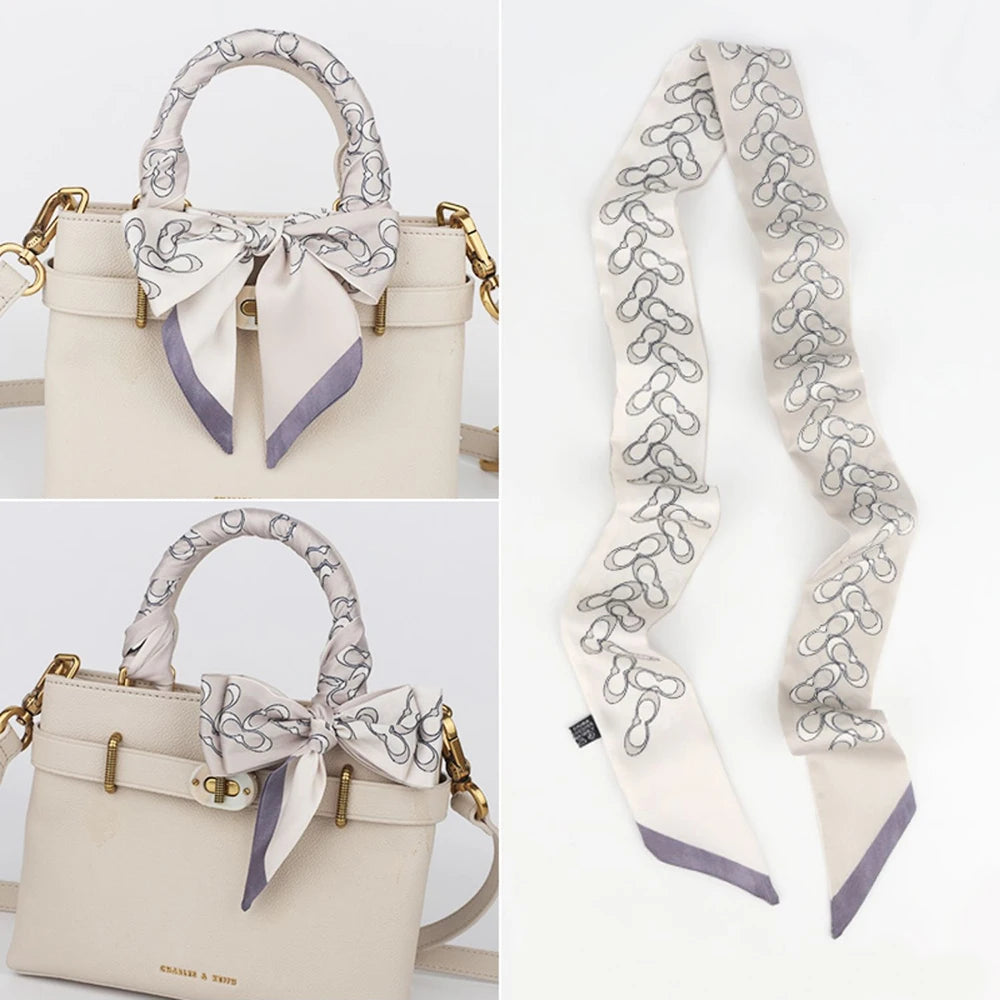 Korean Version of The Autumn Plain Color New Women's Ribbon Hair Ribbon Streamer Tied bag Long belt silk scarf Small Scarf Scarf