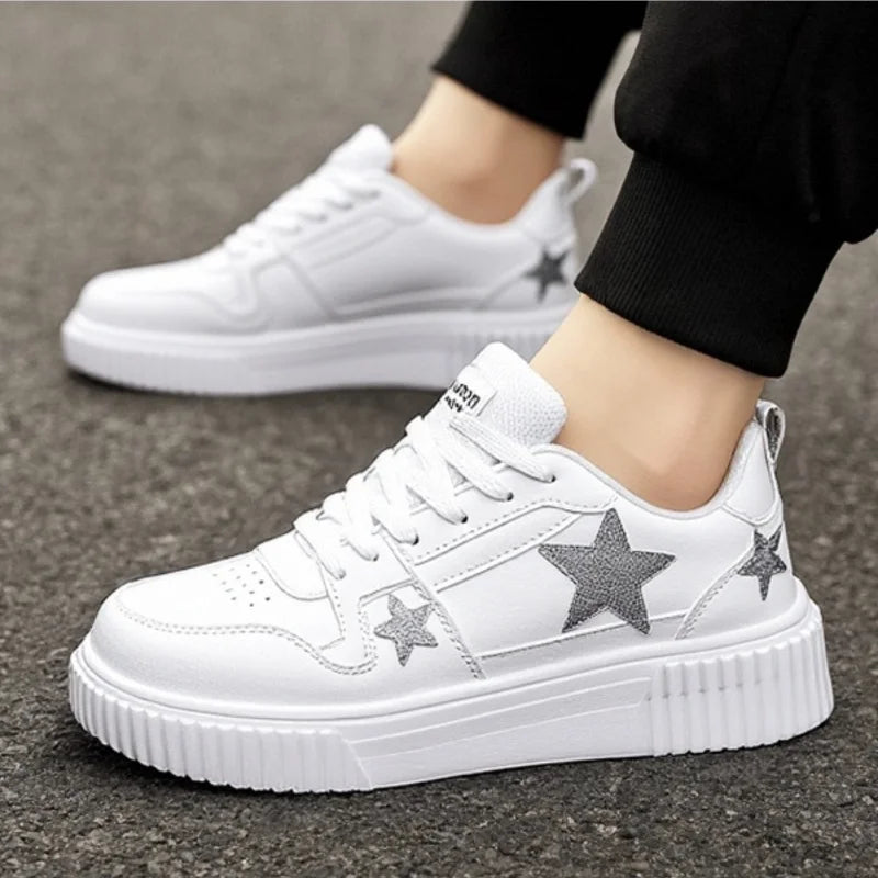 YRZL White Sneakers for Men Women PU Leather Comfortable Walking Shoes Lightweight Waterproof Skateboard Shoes Men