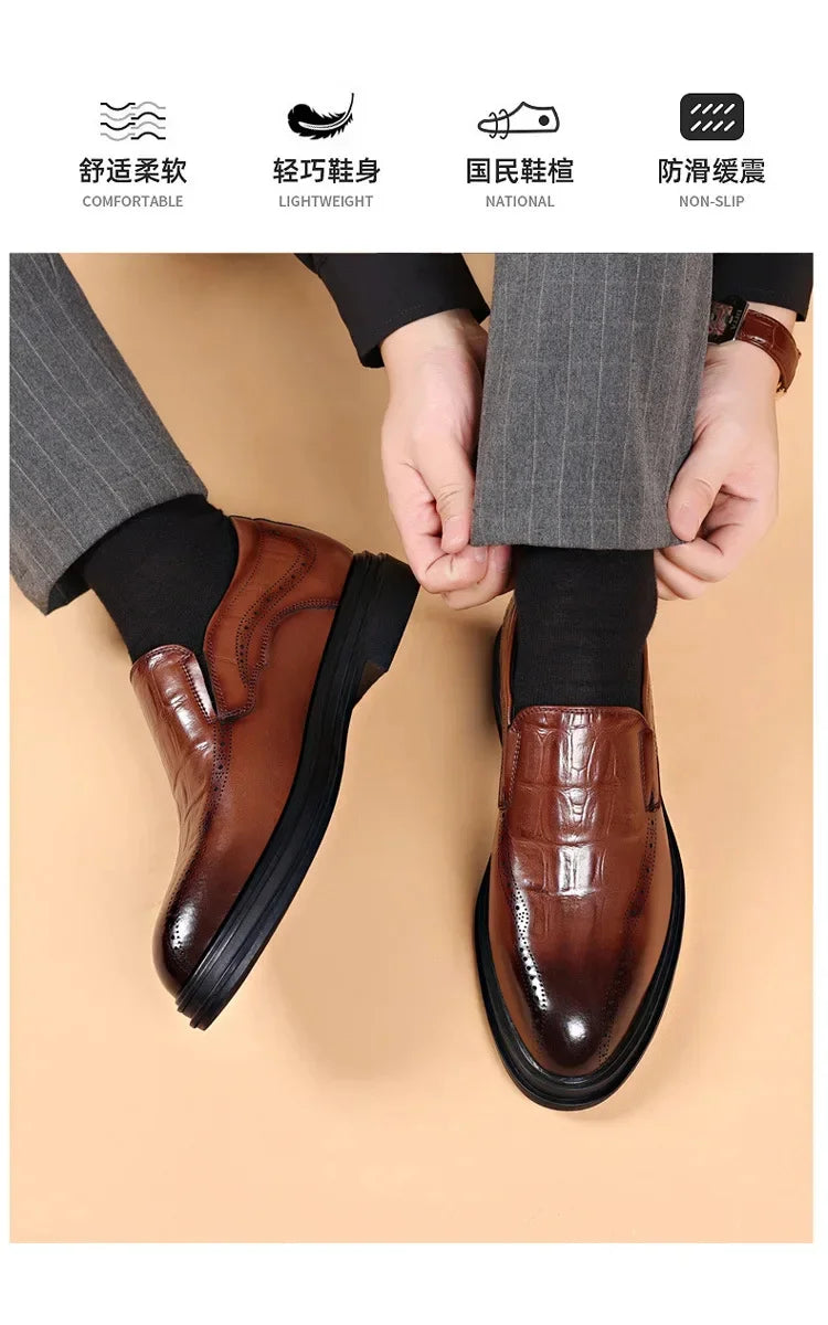 Leather Shoes for Men Wedding Formal Oxfords Business Casual Office Work Shoes for Men Classic Luxury Pointy Men's Dress Shoes