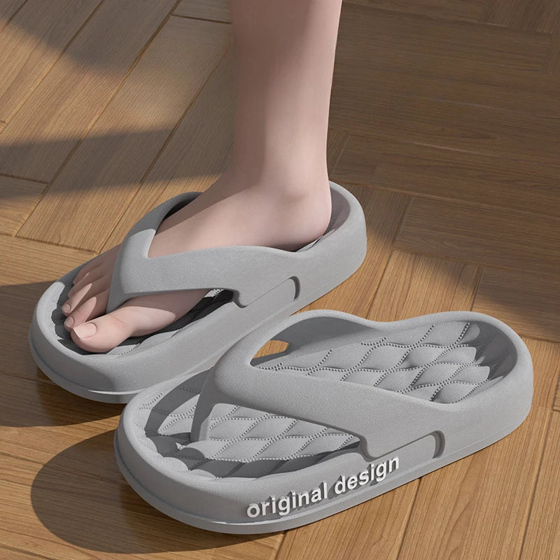 Supersoft Thick Sole EVA Unisex Flip Flops Home Non-slip Light Slides Outdoor Versatile Beach Flat Sandals for Couples Sandalias