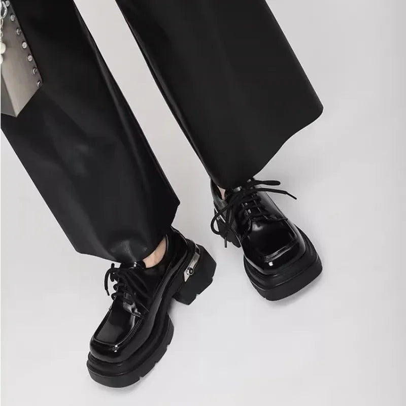 Autumn New Thick Heel Shoes Women's Fashion Round Head Thick Sole Front Strap Thick Sole Non-slip Low Top Shoes