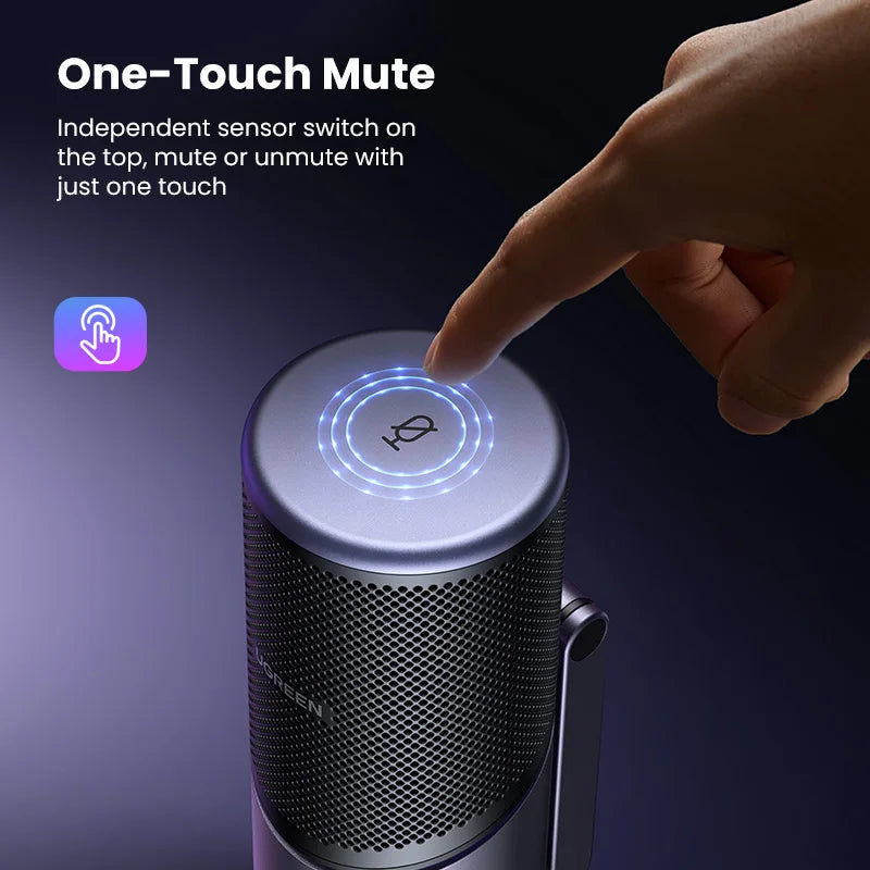 UGREEN USB Microphone with RGB Modes Professional Condenser Mic for PC Mac Gaming Karaoke Recording Streaming Podcasting