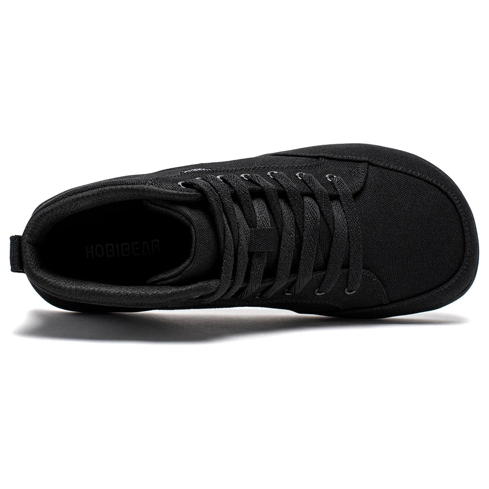 HOBIBEAR Mid-Top Barefoot Shoes Unisex Wide Toe Box Canvas Sneakes Zero Drop Lace Up Outdoor Walking Shoes
