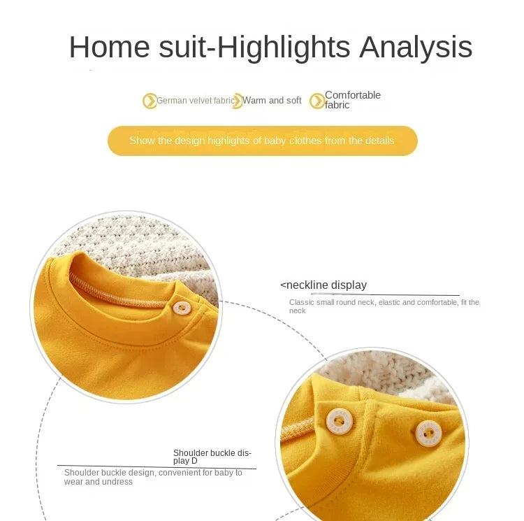 Warm Children's Clothing Spring and Autumn De Velvet Suit Boys Pajamas Girls Homewear Baby Underwear Kids Cartoon Bear Sleepwear