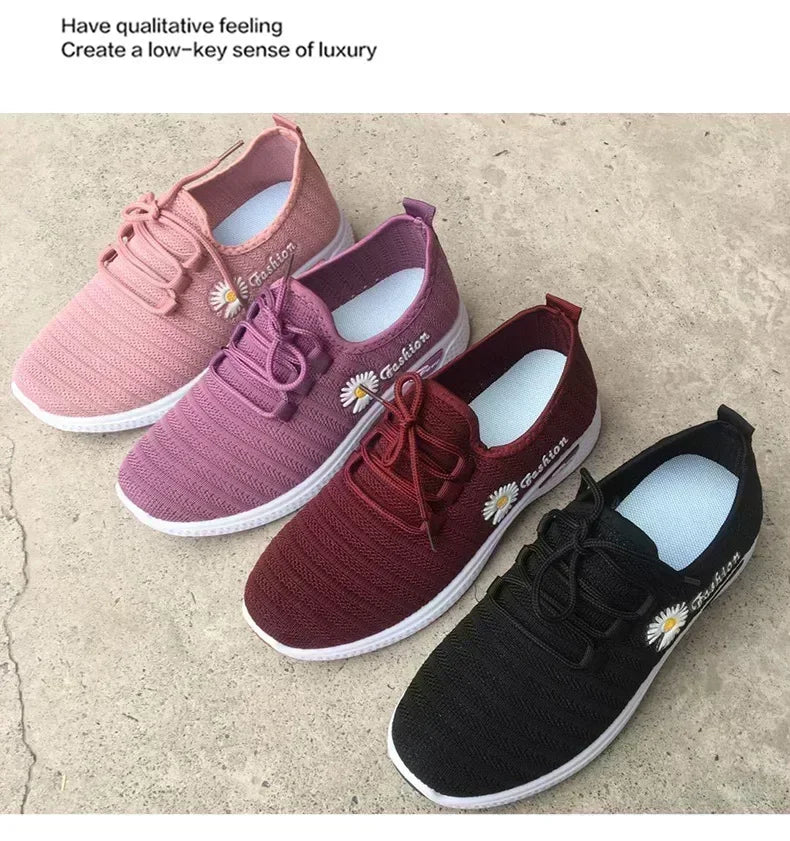 Fashionable Women's Sports Shoes, Thick Breathable Soft Sole Mesh, Lightweight Sneakers Casual Shoes, Comfort, Breathable