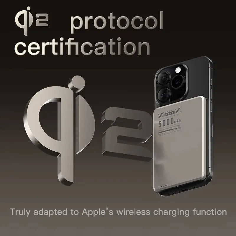 Portable travel Thin 0.65cm Magnetic Metal Wireless Charger 5000mAh Bi-directional Fast Charge PD20W Power bank External battery