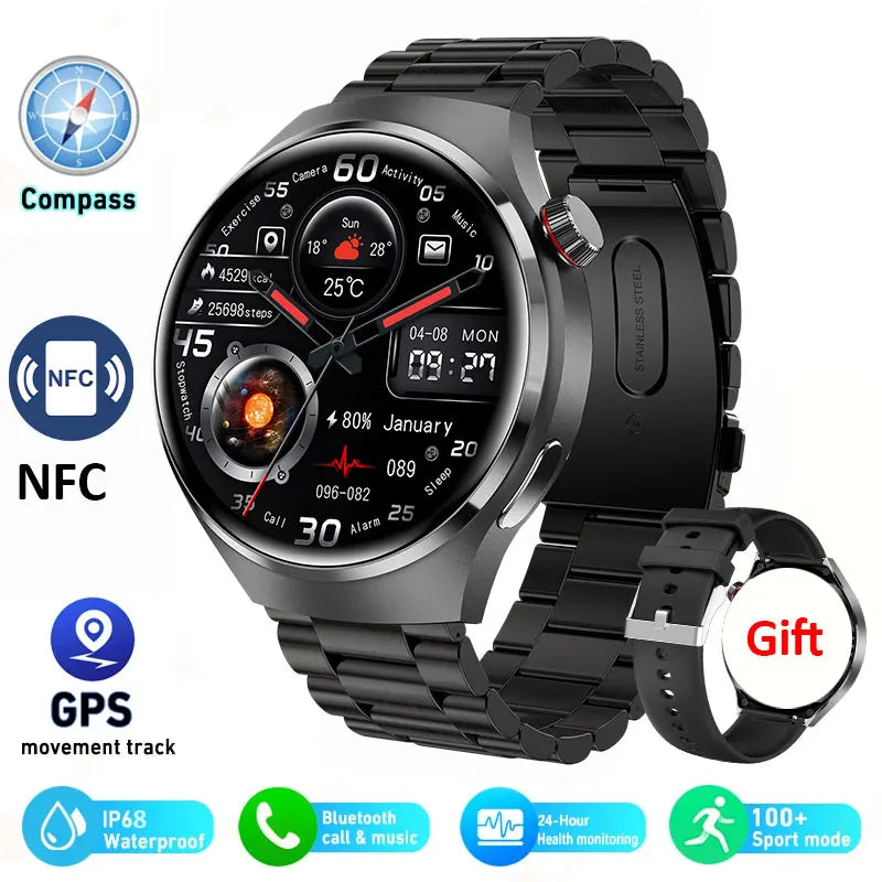2025 New Smart Watch Heart rate Health Monitor Bluetooth Call NFC GPS Tracker IP68 Waterproof SmartWatch Men Women For HUAWEI