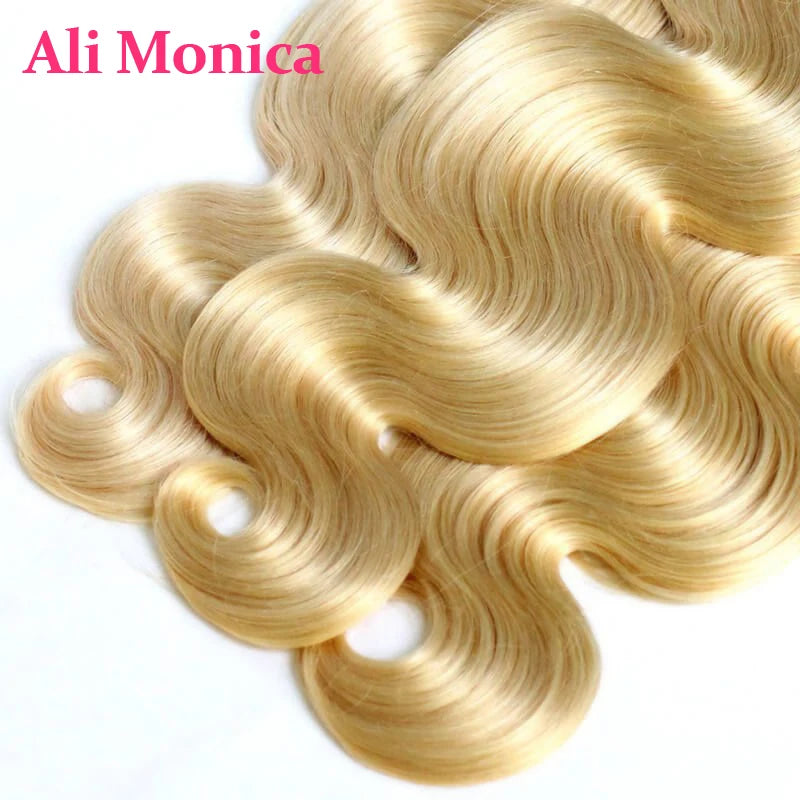 Alimonica Bundles 613 Honey Blonde Remy Brazilian Body Wave  Hair Weave Weft Remy Human Hair Bundles 8 - 40 Inch Free Shipping
