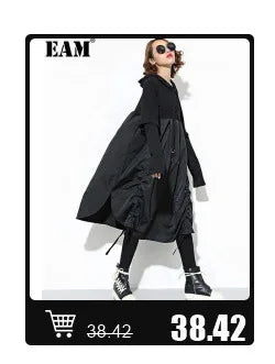 [EAM] High Elastic Waist Blue Back Plaid Denim Long A-line Half-body Skirt Women Fashion Tide New Spring Autumn 2025 1DH8117