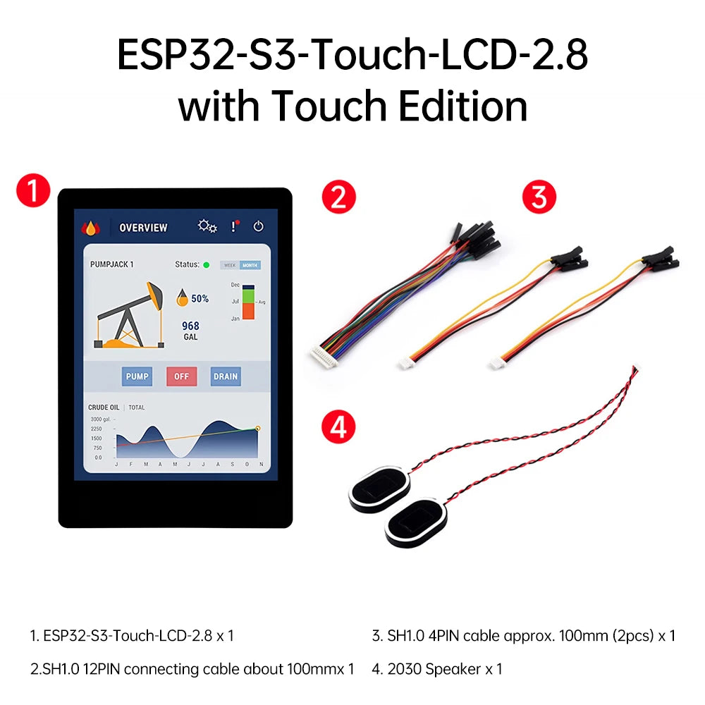 ESP32-S3 2.8 Inch LCD Screen Wifi Bluetooth Development Board Capacitive Touch Display Development Board Optional