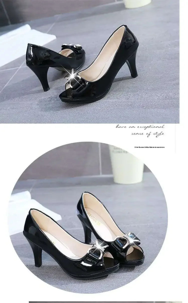 2024 Female Stiletto High Heel Shoes Woman Pumps Sexy Open Toe Fish Mouth Shoes Woman Bowknot Party Sandals Ladies Summer Shoes