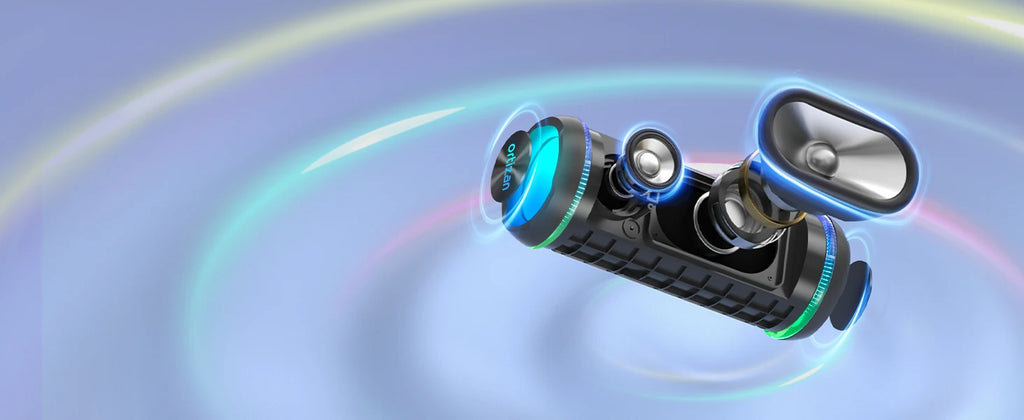 Ortizan Bluetooth Speaker X30, V5.3 Wireless IPX7 Waterproof Shower Speaker,40W HiFi Stereo Sound,TWS Pairing,30H Music Playtime